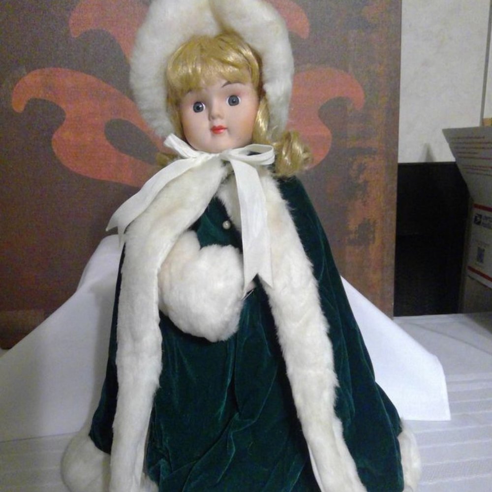 Vintage Victorian ANCO Porcelain Doll - Holiday Series - 16" Tall - Collectible.